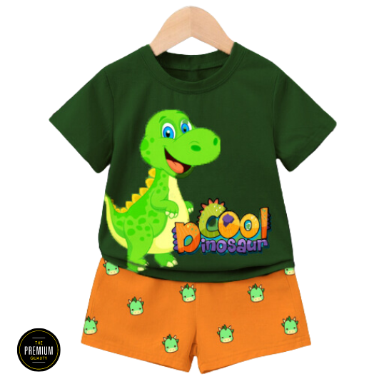 Kids Olive Dino T-Shirt Set